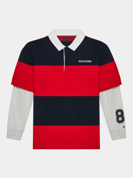 Zdjęcie produktu Tommy Hilfiger Bluza Rugby Stripe Polo L/S KB0KB08736 Czerwony Regular Fit