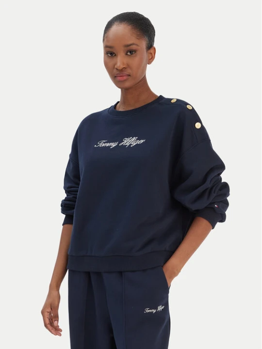 Zdjęcie produktu Tommy Hilfiger Bluza Script WW0WW48783 Granatowy Relaxed Fit