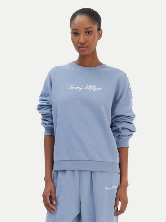 Zdjęcie produktu Tommy Hilfiger Bluza Script WW0WW48783 Niebieski Relaxed Fit