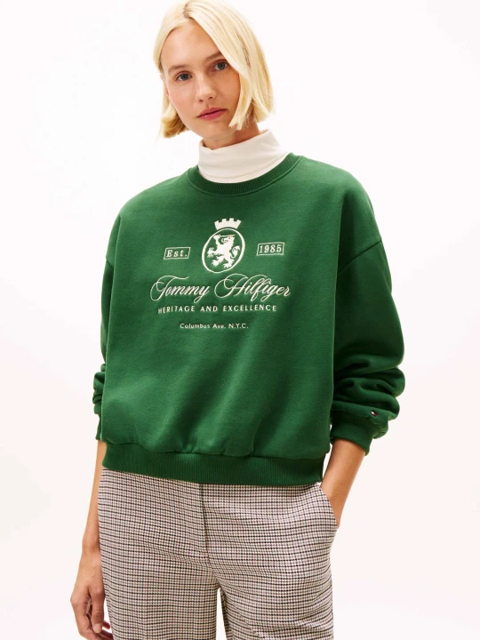 Zdjęcie produktu Tommy Hilfiger Bluza VARSITY | Loose fit butelkowa zieleń