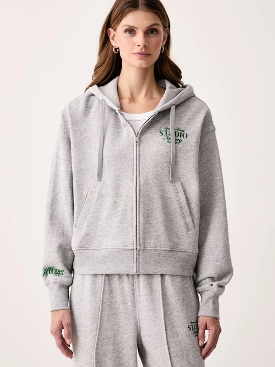 Zdjęcie produktu Tommy Hilfiger bluza z kapturem damska z bawełną szary