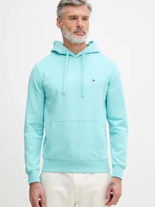 Zdjęcie produktu Tommy Hilfiger bluza z kapturem męska bawełniana turkusowy