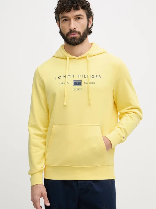 Zdjęcie produktu Tommy Hilfiger bluza z kapturem męska bawełniana żółty
