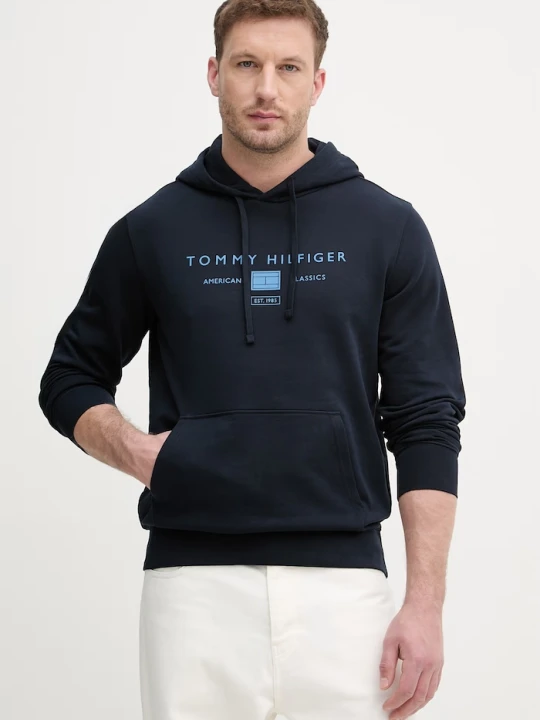 Zdjęcie produktu Tommy Hilfiger bluza z kapturem męska bawełniana granatowy