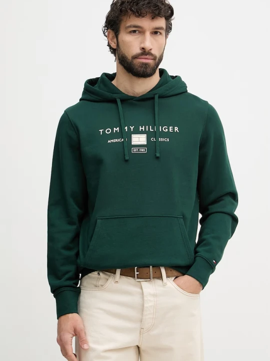 Zdjęcie produktu Tommy Hilfiger bluza z kapturem męska bawełniana zielony