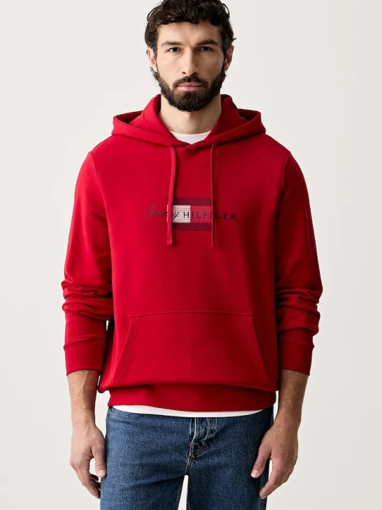 Zdjęcie produktu Tommy Hilfiger bluza z kapturem męska bawełniana czerwony