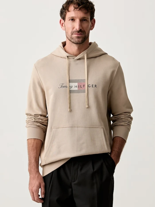 Zdjęcie produktu Tommy Hilfiger bluza z kapturem męska bawełniana beżowy