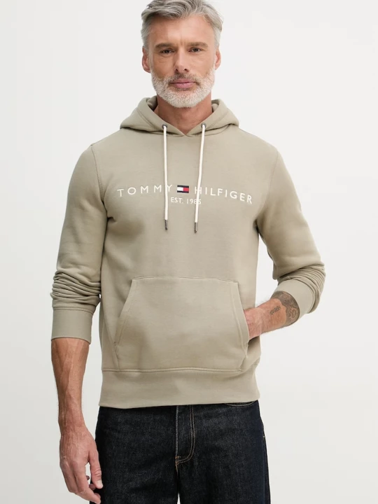 Zdjęcie produktu Tommy Hilfiger bluza z kapturem męska z bawełną zielony