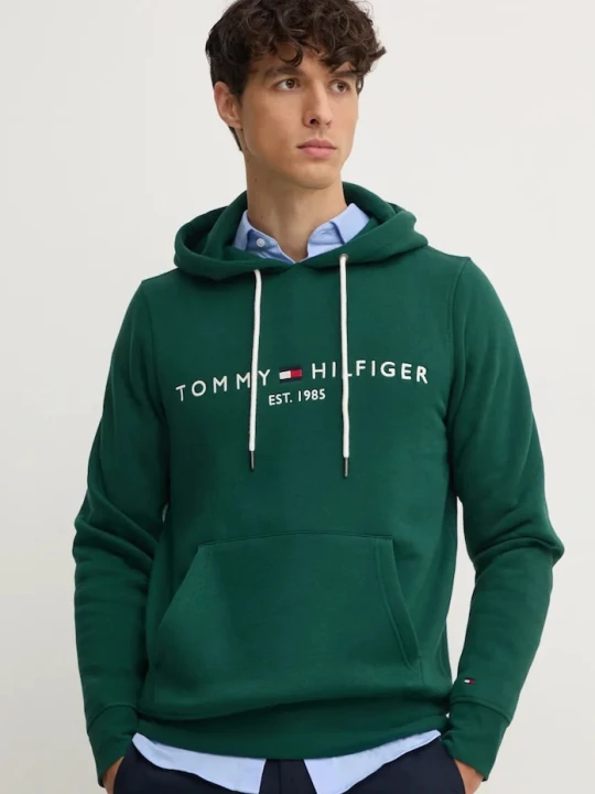 Zdjęcie produktu Tommy Hilfiger bluza z kapturem męska z bawełną zielony
