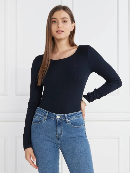 Zdjęcie produktu Tommy Hilfiger Bluzka 5X2 RIB O-NK LS | Slim Fit granatowy