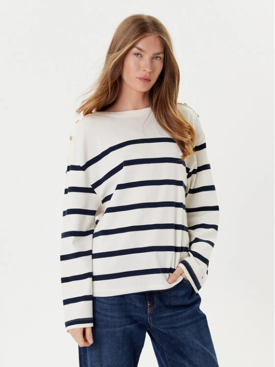 Zdjęcie produktu Tommy Hilfiger Bluzka Gold Button WW0WW45760 Écru Relaxed Fit Kremowy