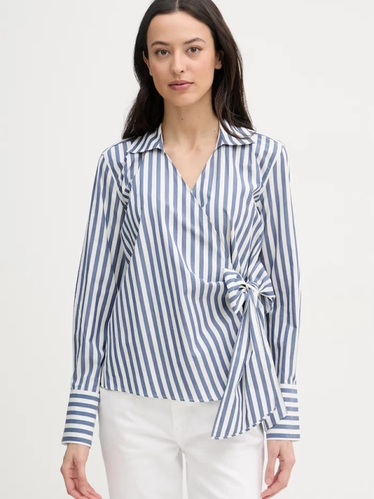 Zdjęcie produktu Tommy Hilfiger bluzka kopertowa damska bawełniana niebieski