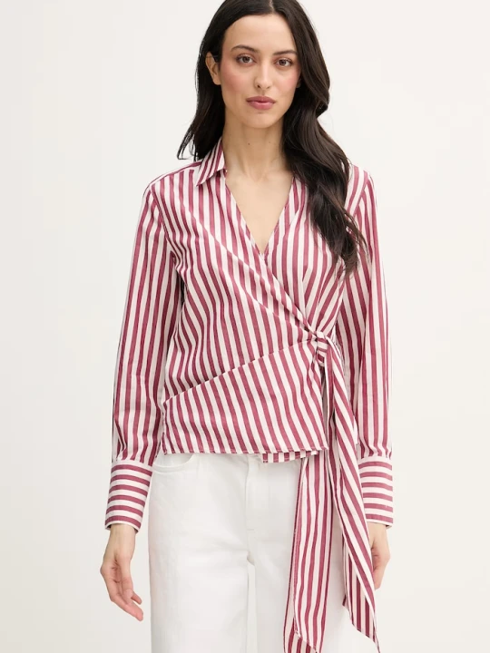 Zdjęcie produktu Tommy Hilfiger bluzka kopertowa damska bawełniana czerwony