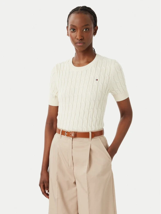 Zdjęcie produktu Tommy Hilfiger Bluzka WW0WW38744 Kremowy Regular Fit