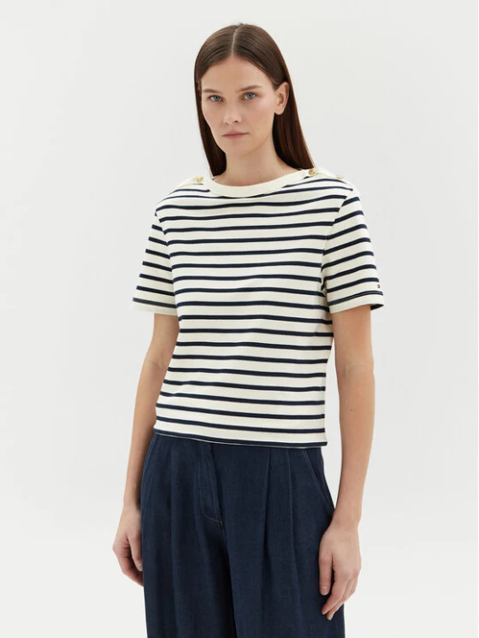 Zdjęcie produktu Tommy Hilfiger Bluzka WW0WW42907 Écru Regular Fit Kremowy