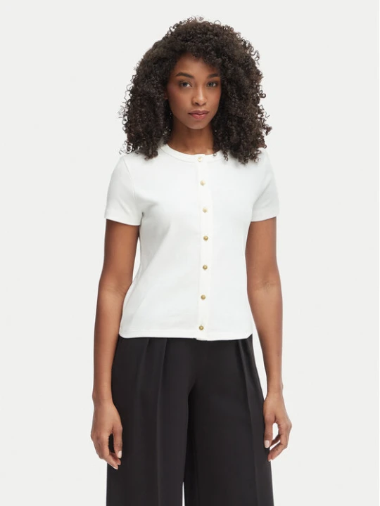 Zdjęcie produktu Tommy Hilfiger Bluzka WW0WW48709 Kremowy Slim Fit