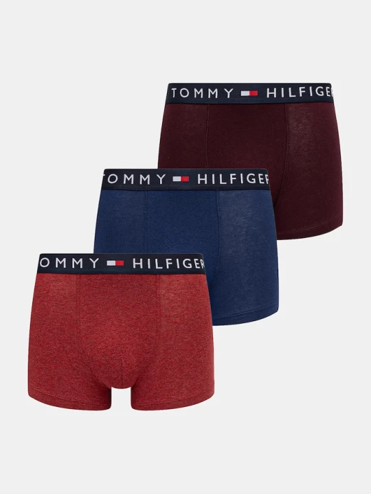 Zdjęcie produktu Tommy Hilfiger bokserki dopasowane męskie bawełniane z elastanem 3-pack bordowy