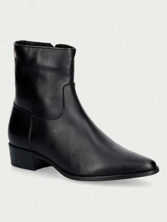 Zdjęcie produktu Tommy Hilfiger botki damskie skórzane LEATHER ANKLE BOOT W ZIP czarny