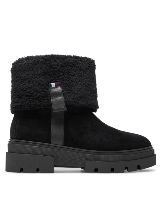 Zdjęcie produktu Tommy Hilfiger Botki Faux Fur Suede Roll-Down Boot FW0FW08158 Czarny
