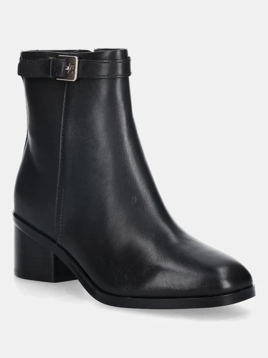 Zdjęcie produktu Tommy Hilfiger botki skórzane TH BUCKLE RIDING MID HEEL BOOTIE czarny