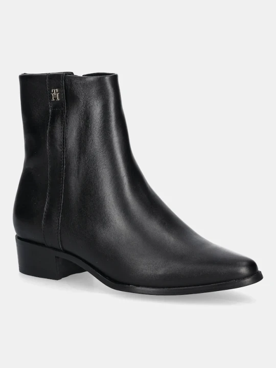 Zdjęcie produktu Tommy Hilfiger botki skórzane TH LEATHER POINTY ZIP BOOTIE czarny