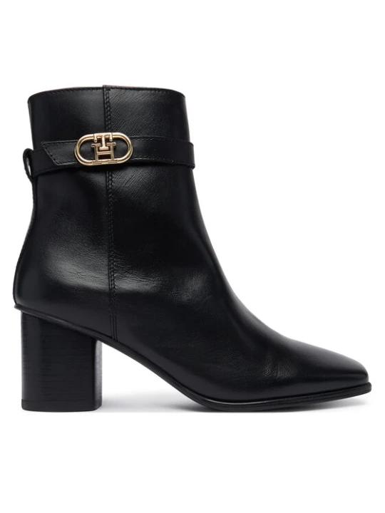 Zdjęcie produktu Tommy Hilfiger Botki Th Strap Leather Block Heel Boot FW0FW09488 Czarny