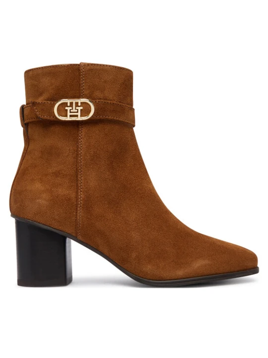 Zdjęcie produktu Tommy Hilfiger Botki Th Strap Suede Block Heel Boot FW0FW09521 Beżowy ciemny