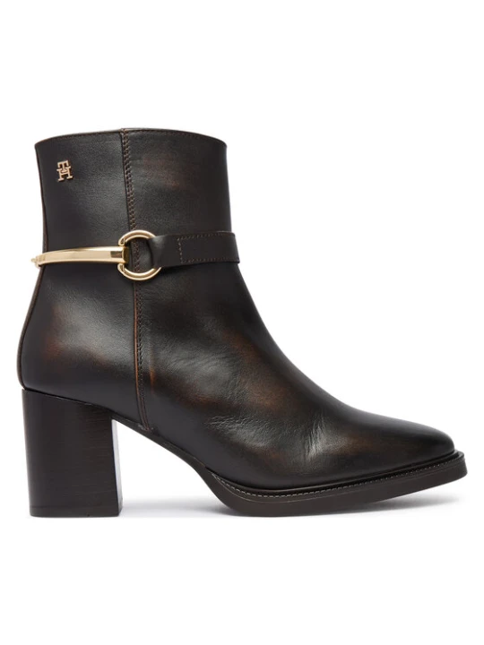Zdjęcie produktu Tommy Hilfiger Botki TH Stud Heel Riding Ankle Boot FW0FW09552 Brązowy ciemny
