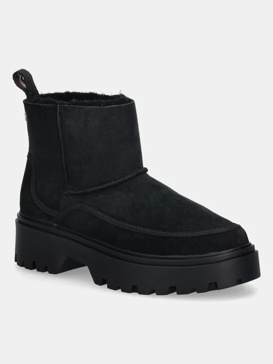Zdjęcie produktu Tommy Hilfiger botki zamszowe REAL SHEARLING PULLON czarny