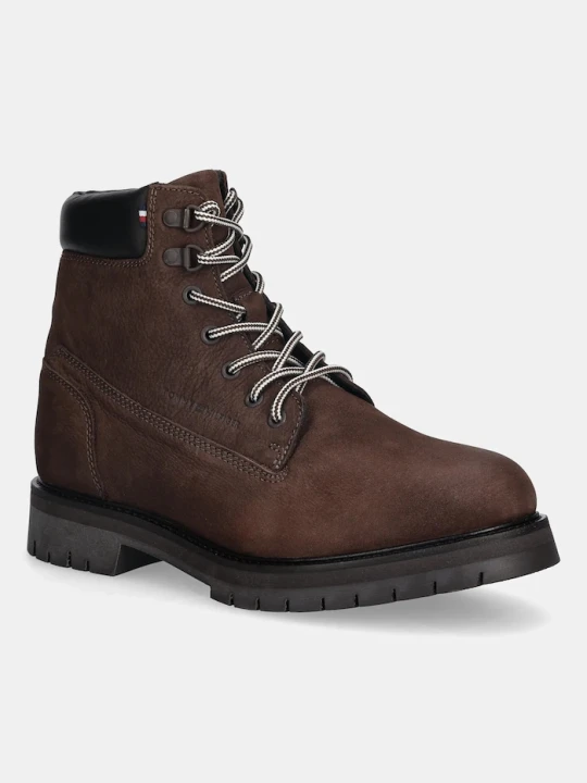 Zdjęcie produktu Tommy Hilfiger buty wysokie skórzane FLEX TH OUTDOOR W NBK BOOT brązowy