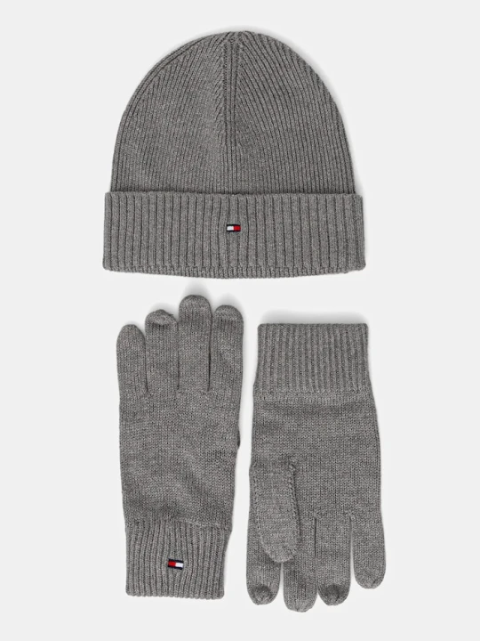 Zdjęcie produktu Tommy Hilfiger czapka i rękawiczki z domieszką kaszmiru 2-pack szary