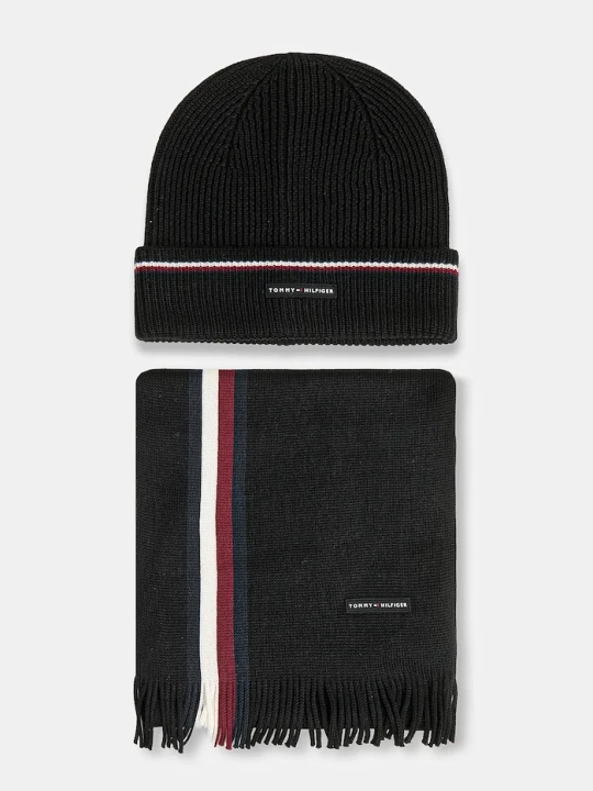 Zdjęcie produktu Tommy Hilfiger czapka i szalik z dodatkiem wełny czarny