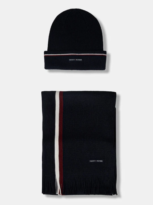 Zdjęcie produktu Tommy Hilfiger czapka i szalik z dodatkiem wełny granatowy