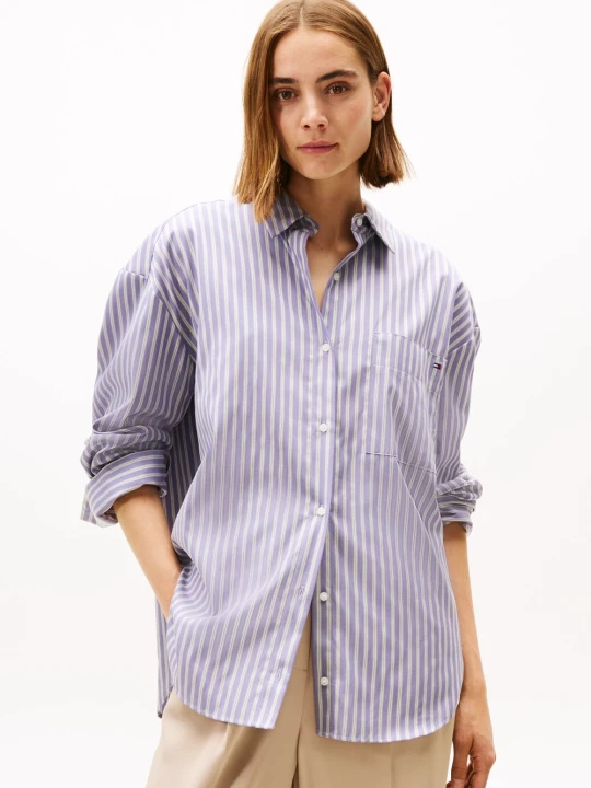 Zdjęcie produktu Tommy Hilfiger bluzka koszulowa Kobiety Bawełna lila | szary