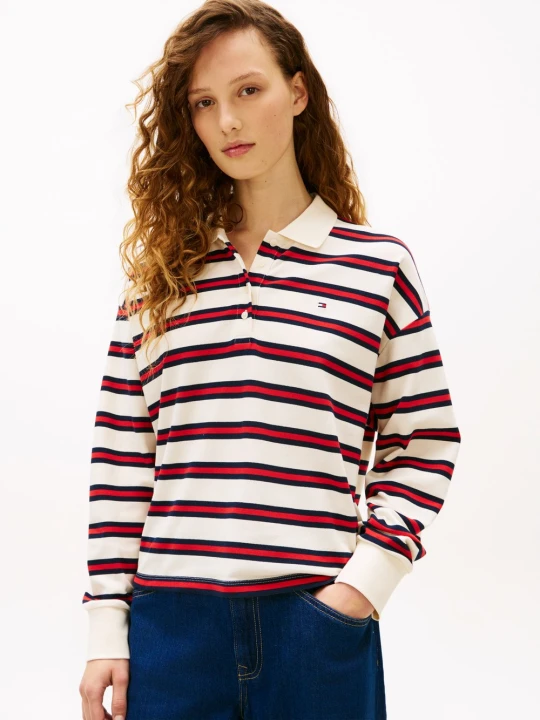 Zdjęcie produktu Tommy Hilfiger koszulka polo z długim rękawem Kobiety Bawełna czerwony | biały | niebieski