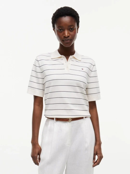 Zdjęcie produktu Tommy Hilfiger koszulka polo z dzianiny Kobiety Bawełna biały | wielokolorowy