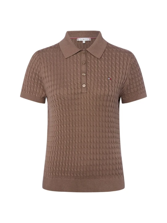 Zdjęcie produktu Tommy Hilfiger koszulka polo z dzianiny Kobiety Bawełna brązowy