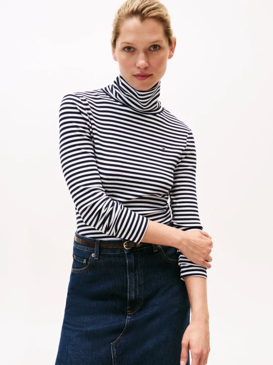 Zdjęcie produktu Tommy Hilfiger koszulka z długim rękawem Kobiety Dżersej niebieski | biały