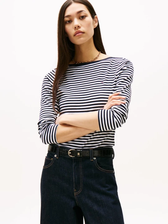 Zdjęcie produktu Tommy Hilfiger koszulka z długim rękawem Kobiety wiskoza niebieski | biały