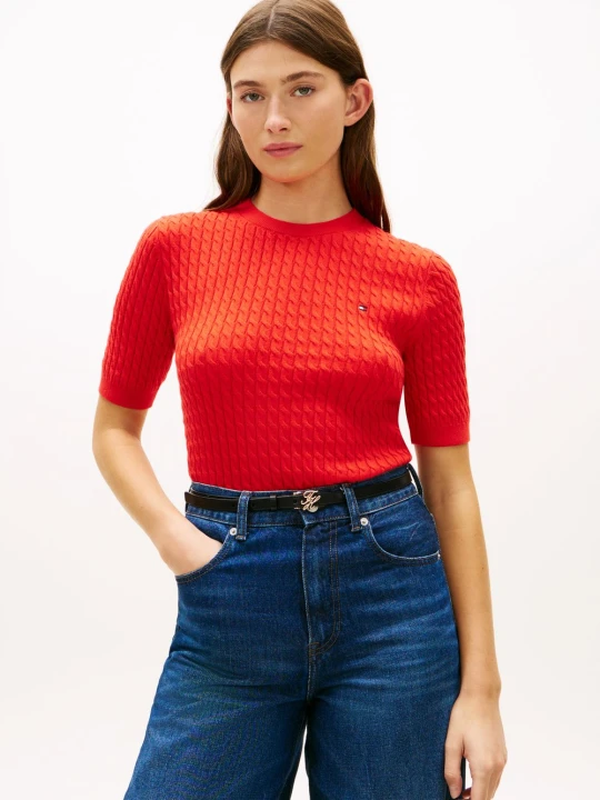 Zdjęcie produktu Tommy Hilfiger koszulka z dzianiny Kobiety Bawełna czerwony