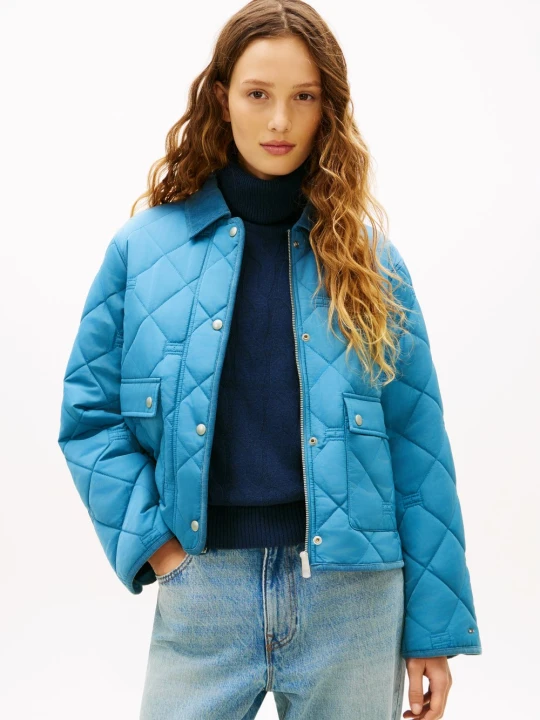Zdjęcie produktu Tommy Hilfiger kurtka pikowana Kobiety Sztuczne włókno niebieski