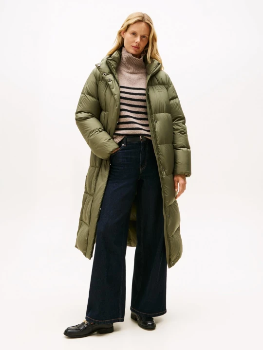 Zdjęcie produktu Tommy Hilfiger płaszcz puchowy Kobiety Sztuczne włókno zielony