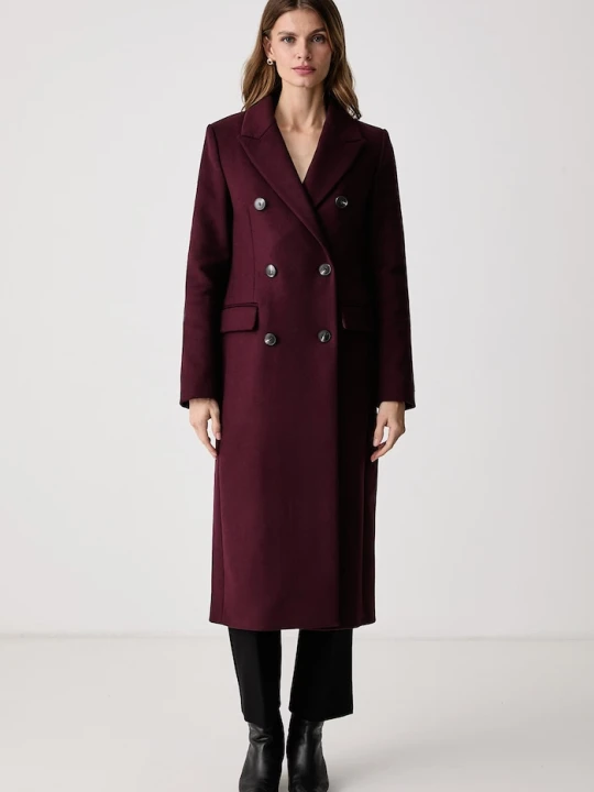 Zdjęcie produktu Tommy Hilfiger elegancki płaszcz damski z wełną bordowy