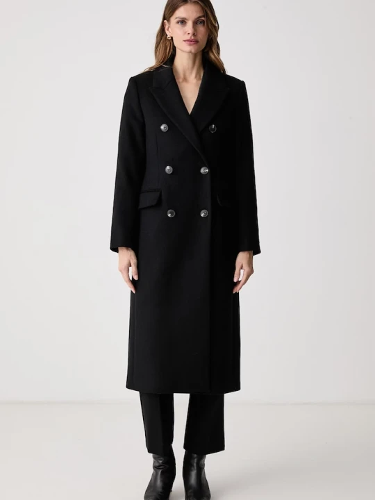 Zdjęcie produktu Tommy Hilfiger elegancki płaszcz damski z wełną czarny