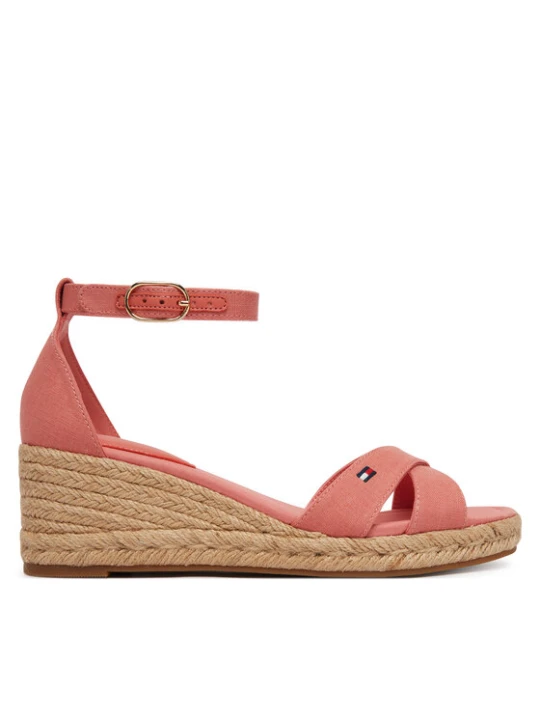 Zdjęcie produktu Tommy Hilfiger Espadryle Hemp Crossover Strap Wedge Espadrilles FW0FW09332 Różowy