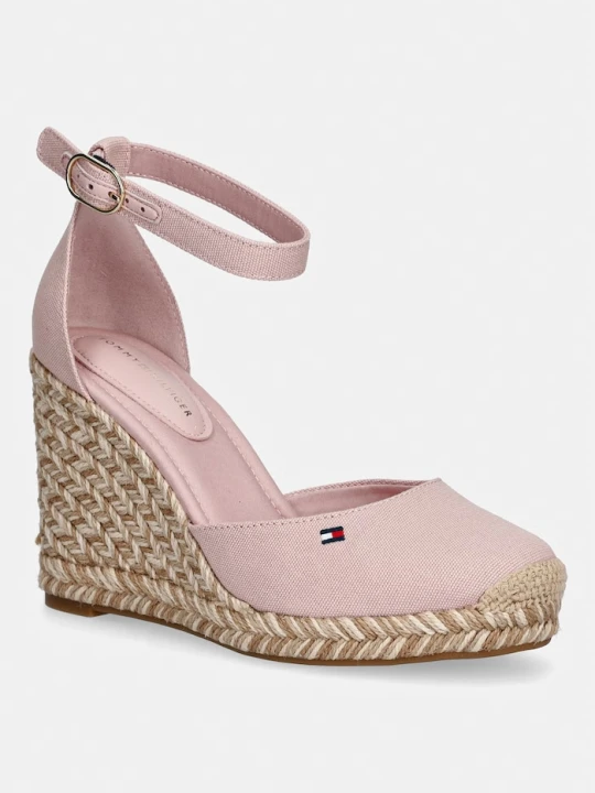 Zdjęcie produktu Tommy Hilfiger espadryle na koturnie damskie FLAG HIGH WEDGE ESPAD CLOSED TOE różowy
