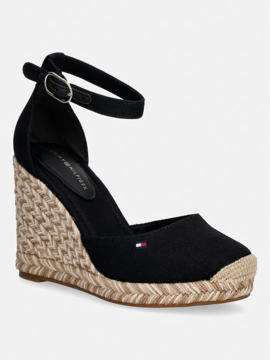 Zdjęcie produktu Tommy Hilfiger espadryle na koturnie damskie FLAG HIGH WEDGE ESPAD CLOSED TOE czarny