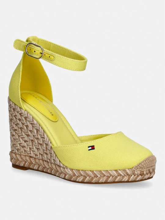 Zdjęcie produktu Tommy Hilfiger espadryle na koturnie damskie FLAG HIGH WEDGE ESPAD CLOSED TOE żółty