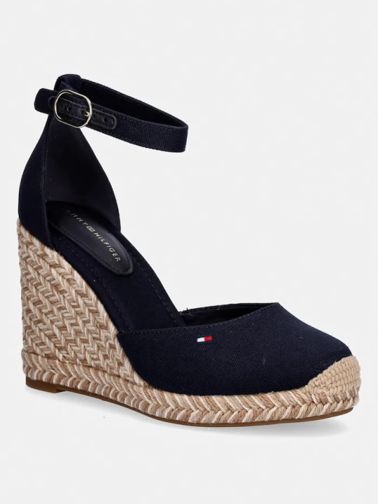 Zdjęcie produktu Tommy Hilfiger espadryle na koturnie damskie FLAG HIGH WEDGE ESPAD CLOSED TOE granatowy