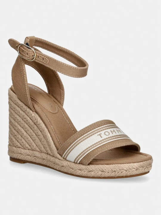 Zdjęcie produktu Tommy Hilfiger sandały na koturnie HIGH WEDGE ESPAD WEBBING beżowy